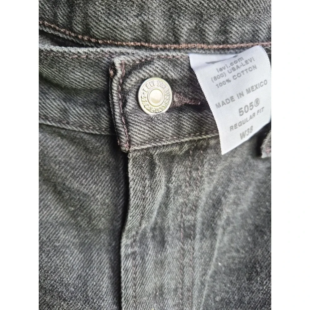 Levi's 505 Men's Faded Black Denim Shorts W38 Regular Fit 100% Cotton Mexico